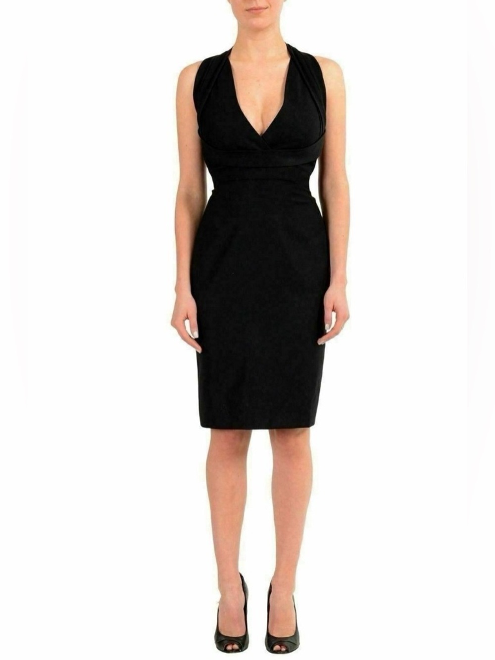 DSQAURED2 Classic Black V-Neck Sheath Dress Size 42